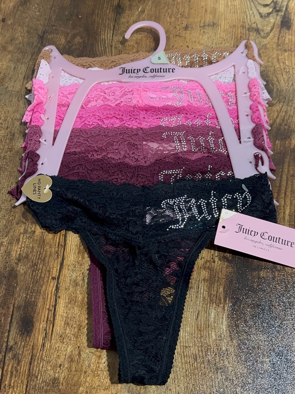 Juicy Couture Lace Thong Panty Pack - Black & Pink Ombre